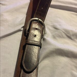 Men's Brown Leather Belt with Silver Buckle